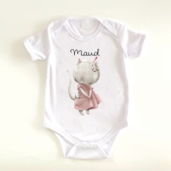 Baby romper short sleeve cat with Name