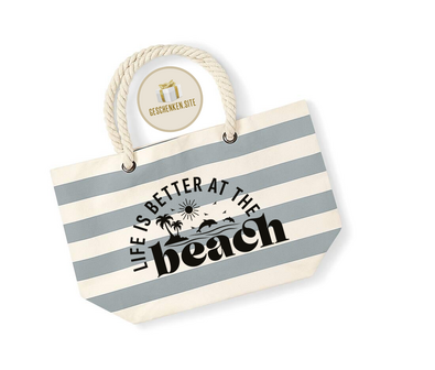 Beach bag Neutral/Gray &#039;life is better at the beach&#039;