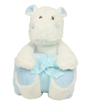 HIPPO WITH BLANKET White/Blue