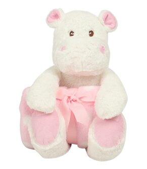 HIPPO WITH BLANKET White/Pink