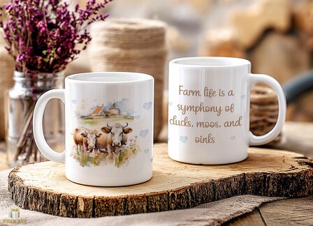 Farm life is a symphony of clucks, moos and oinks Mug 11oz White