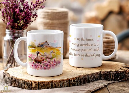 Ducks; At the farm, every meadow is... Mug 11oz White