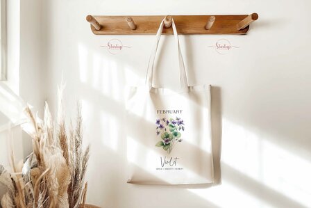 Recycled Cotton Tote met Geboortebloem Opdruk