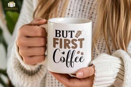 &quot;But First Coffee&quot; Mok 11oz Wit - Premium Kwaliteit