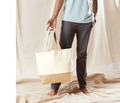 Jute base canvas tote