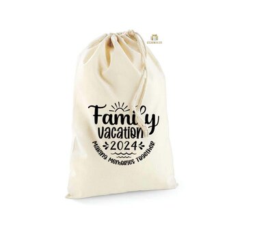 01 Family vacation 2024 making memories together - COTTON STUFF BAG Natural 