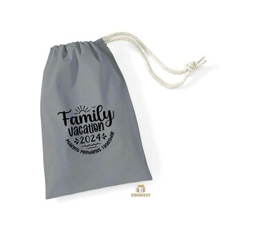 01 Family vacation 2024 making memories together - COTTON STUFF BAG Pure Grey 