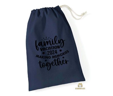 Family vacation 2024 making memories together - COTTON STUFF BAG Navy 