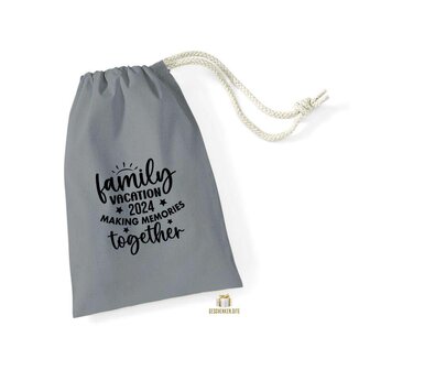 Family vacation 2024 making memories together - COTTON STUFF BAG Pure Grey 