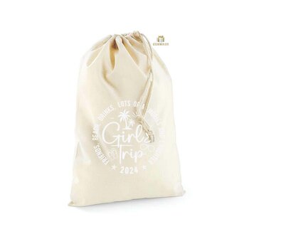 GirlsTripFriendBeachDrinks-2024White- COTTON STUFF BAG Natural 