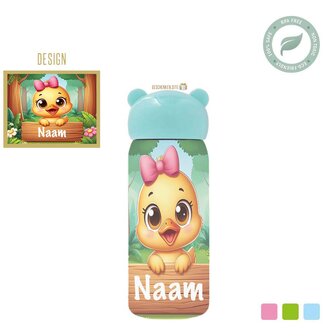 Baby duck with name Stainless steel thermos bottle for children.