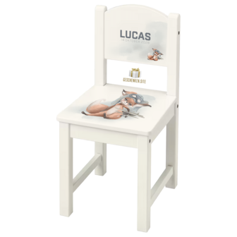 Personalized High Chair White - Fox with Airplane | 28x29x55 cm