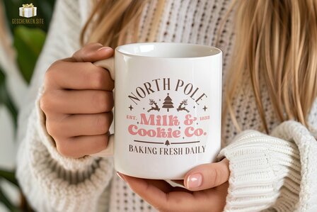 North Pole Baking Fresh Daily. Milk &amp; Cookie Co. est 1832 - Mug 11oz White