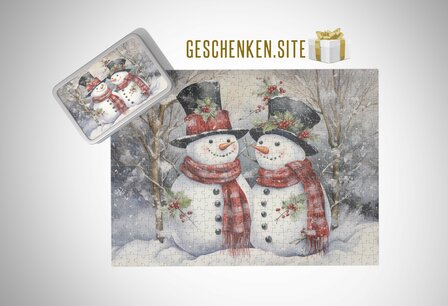 Snowman_18 Puzzel en Blik Bundel - 252 Stuks Puzzel + Rechthoekig Blik