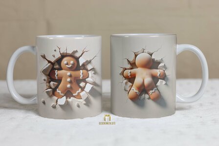 Gingerbread Man 3D Mok 11oz Wit