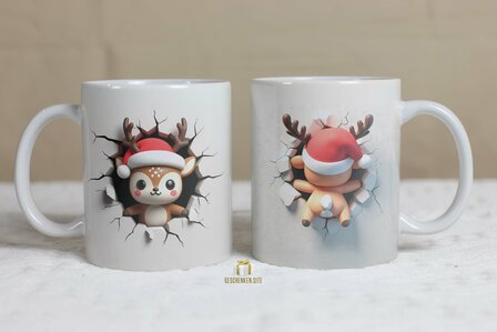 Reindeer 3D Mug 11oz White