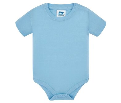 Single Jersey Baby Romper Sky met Opdruk Wasbeer in Vliegtuig 