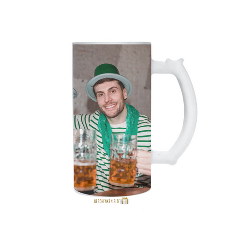 16oz glass beer mug with image