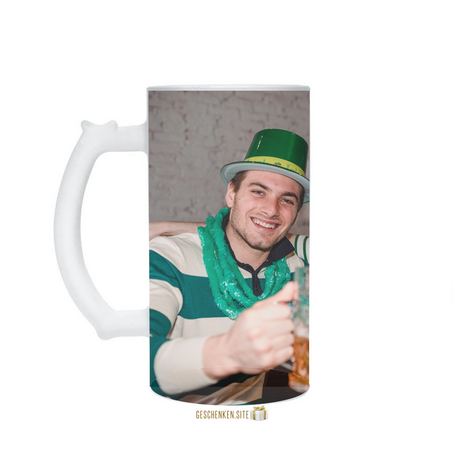 16oz glass beer mug with image