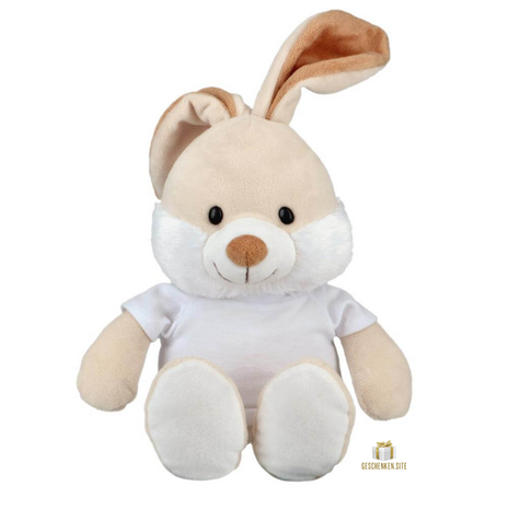 01-Easter Pluchen Konijn met T-Shirt - 23 cm