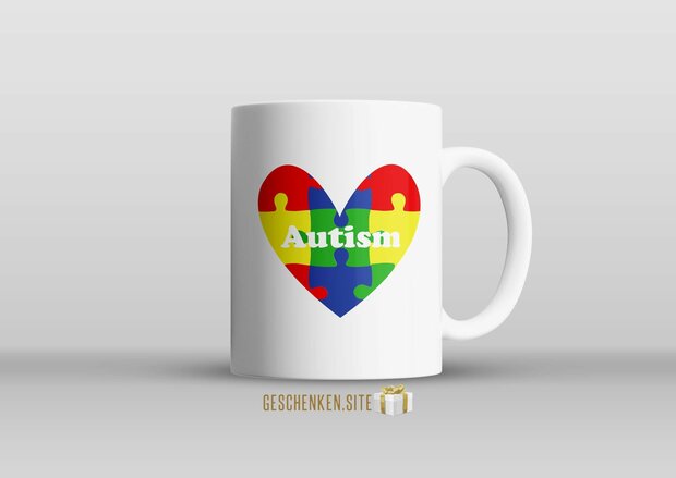 Autism heart Mug 11oz White