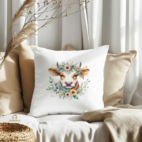 Spring cow Pillowcase White - 40 x 40 cm