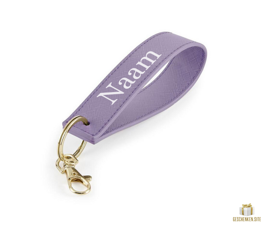 Name 1 White Lilac Boutique Wristlet Keyring