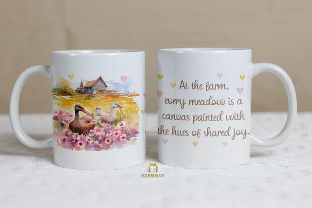 Ducks; At the farm, every meadow is... Mug 11oz White