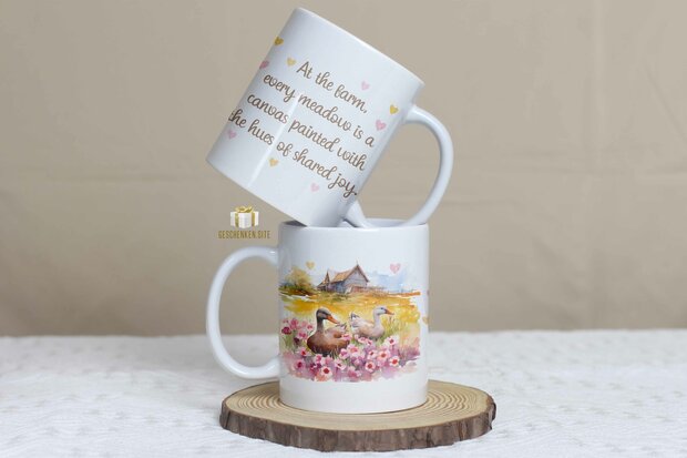 Ducks; At the farm, every meadow is... Mug 11oz White