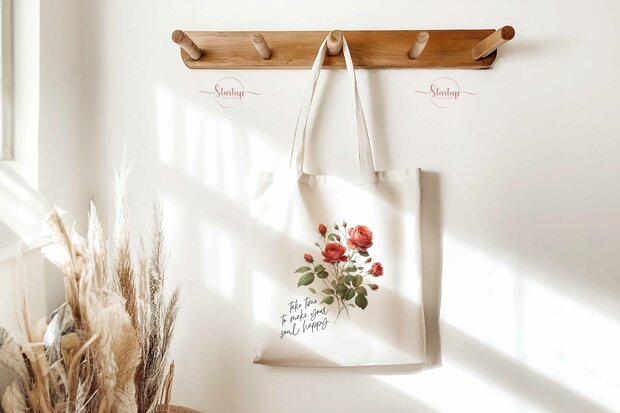 Recycled Cotton Tote met Geboortebloem Opdruk