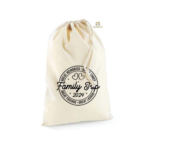 Funny Vacation PNG Family Trip 2024 - COTTON STUFF BAG Natural 