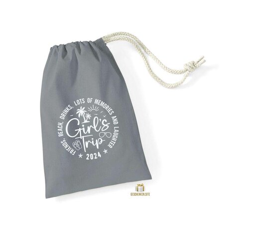 GirlsTripFriendBeachDrinks-2024White - COTTON STUFF BAG Pure Grey 