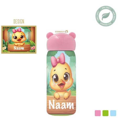 Baby duck with name Stainless steel thermos bottle for children.