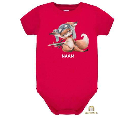 Vosje met Vliegtuig - Single Jersey Baby Romper