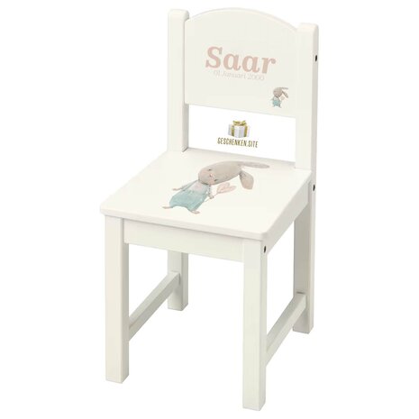 Personalized High Chair White - Rabbit with Heart Lollipop | 28x29x55 cm