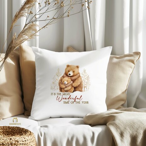 It's the Most Wonderful Time of the Year - White Pillowcase - Personalizable - 40 x 40 cm