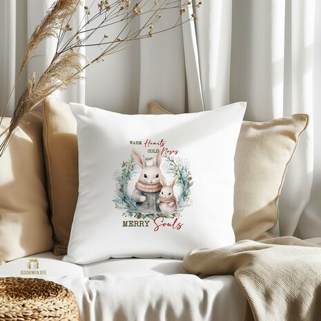 Warm Hearts, Cold Noses, Merry Souls - White Pillowcase - 40 x 40 cm