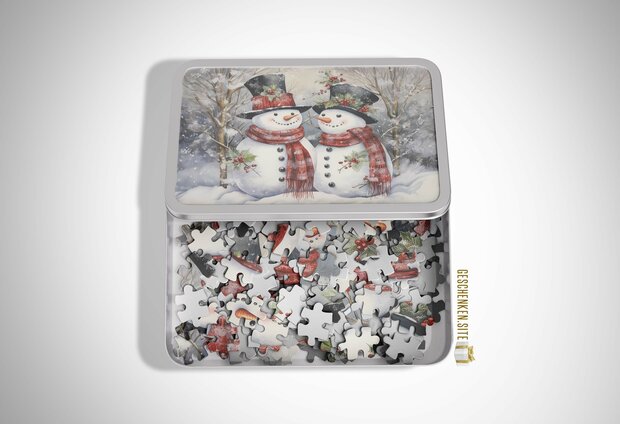 Snowman_18 Puzzle and Tin Bundle - 252 Piece Puzzle + Rectangular Tin