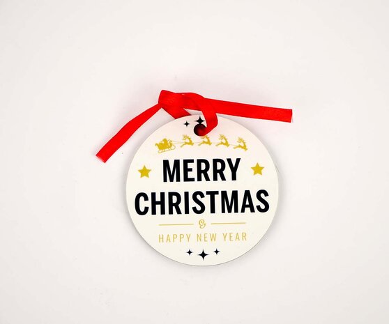 First Christmas 2024 Blauwe Beer - Rond MDF Kerstornament