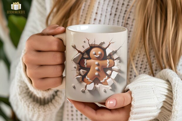 Gingerbread Man 3D Mok 11oz Wit