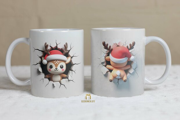 Reindeer 3D Mok 11oz Wit