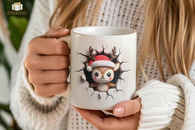 Reindeer 3D Mug 11oz White