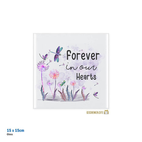 Gedenktegel – "Forever in Our Hearts" – 15x15 cm